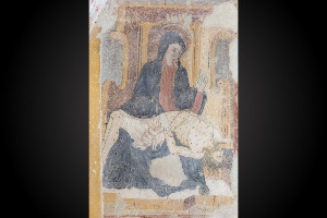 Collegiata, Cripta, affresco. Visibile